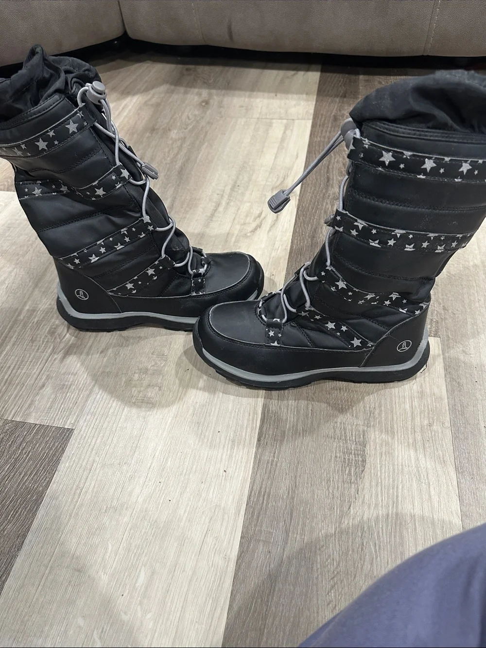 Lands' End Kids' Black Star-Accent Winter Boots